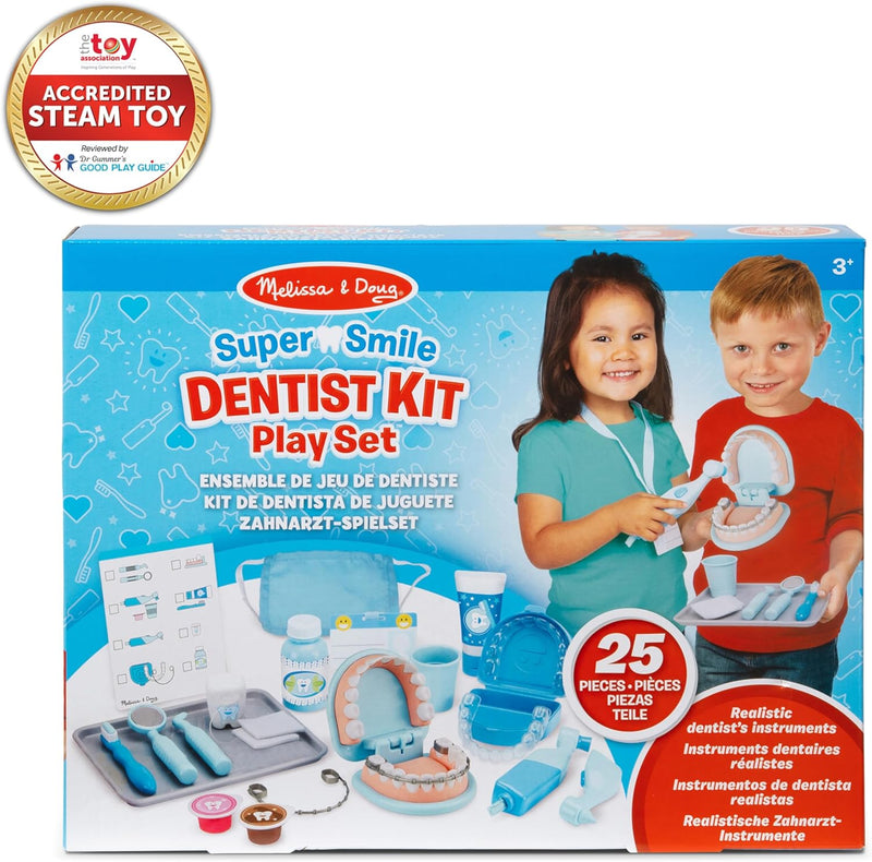 Melissa & Doug Super Smile Dentist Kit for Kids Role Play Toys for 3+ Year Old Girls | Dentist Toys for Kids | Educational Toys for 3 Year Old Boys | Kids Dentist Playset | Montessori Kids Toys Age 3