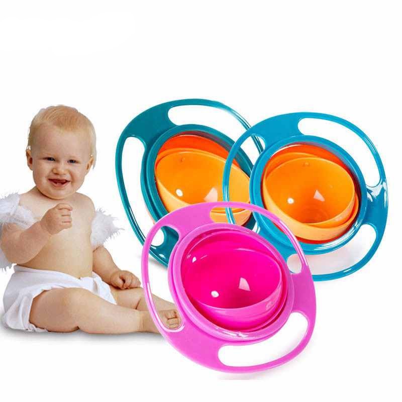 360 Rotation Spill-Proof Gyro Bowl with Lid for Babies