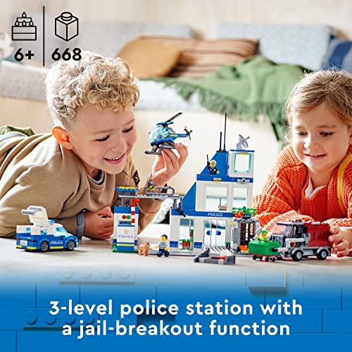 LEGO City 60316 Police Station Truck Toy & Helicopter Set