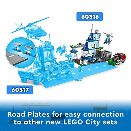 LEGO City 60316 Police Station Truck Toy & Helicopter Set