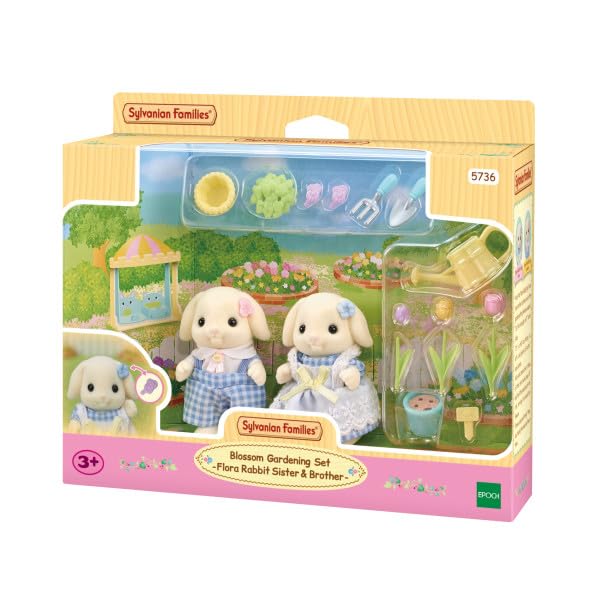 Sylvanian Families Flora Rabbit Sister & Brother Blossom Gardening Set