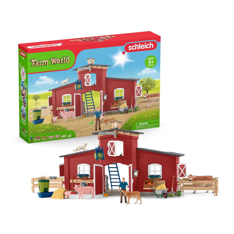 Schleich Red Farm Barn with Animals Playset