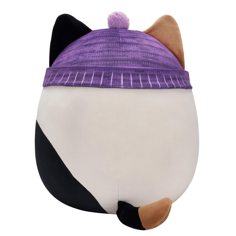 Original Squishmallows 40cm Cam the Calico Cat with Purple Winter Hat