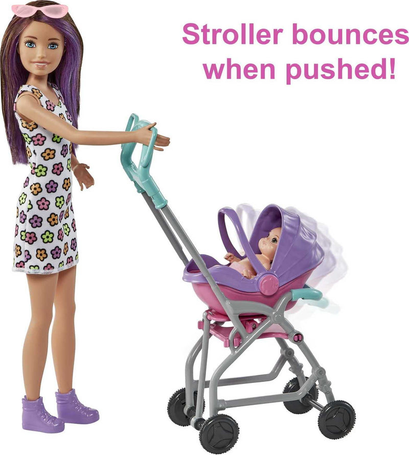 Barbie Skipper Babysitters Pushchair and 2 Dolls Playset