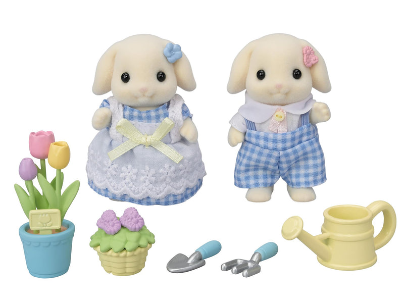 Sylvanian Families Flora Rabbit Sister & Brother Blossom Gardening Set