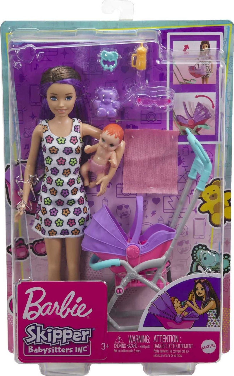 Barbie Skipper Babysitters Pushchair and 2 Dolls Playset