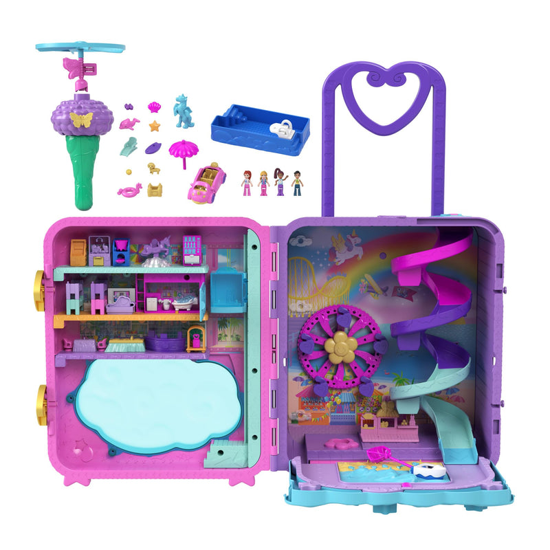 Polly Pocket Pollyville Resort Roll Away Suitcase Playset