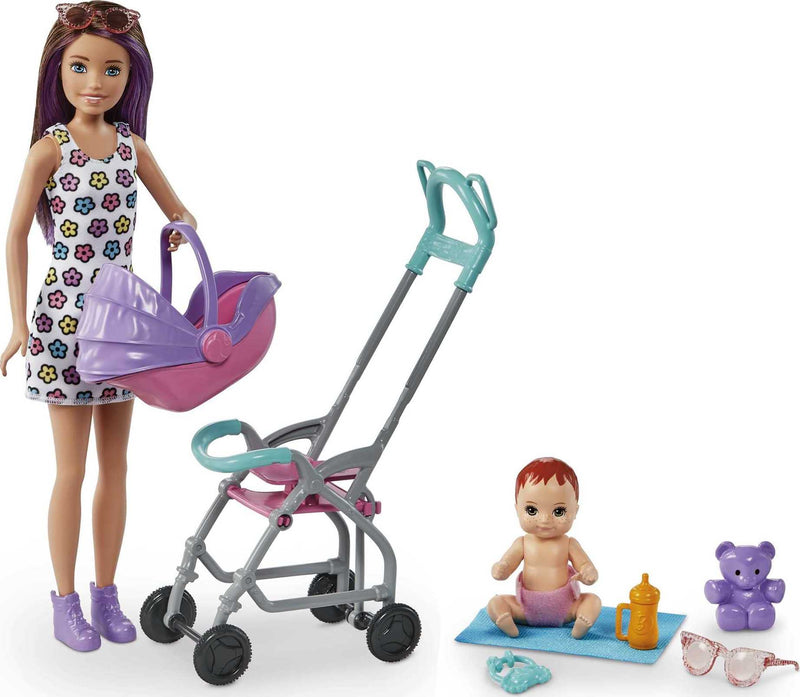 Barbie Skipper Babysitters Pushchair and 2 Dolls Playset