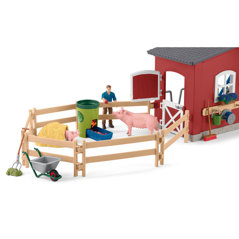 Schleich Red Farm Barn with Animals Playset