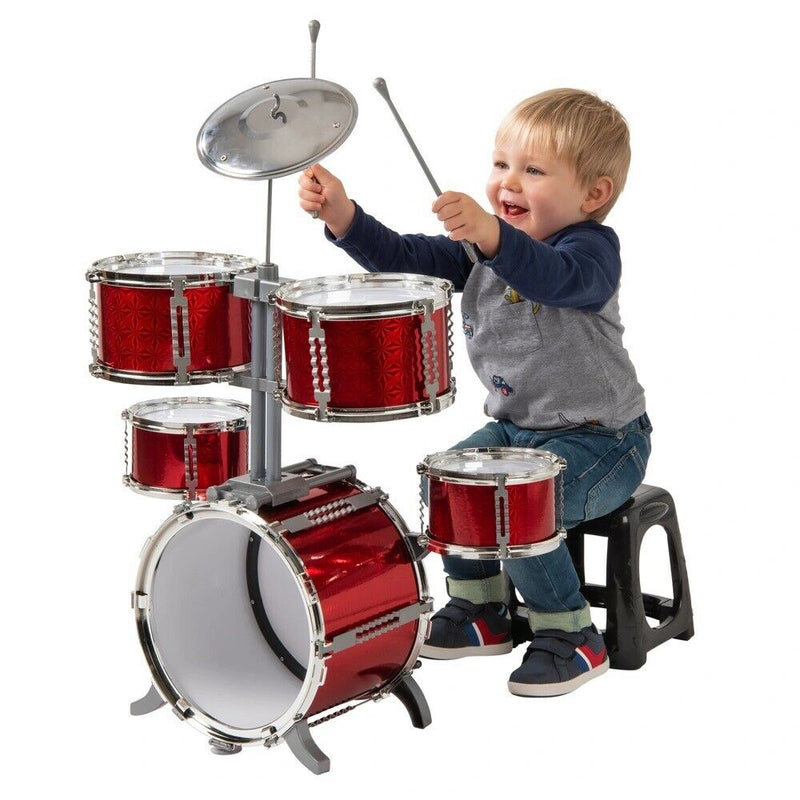 7 Piece Toy Drum Set with Stool