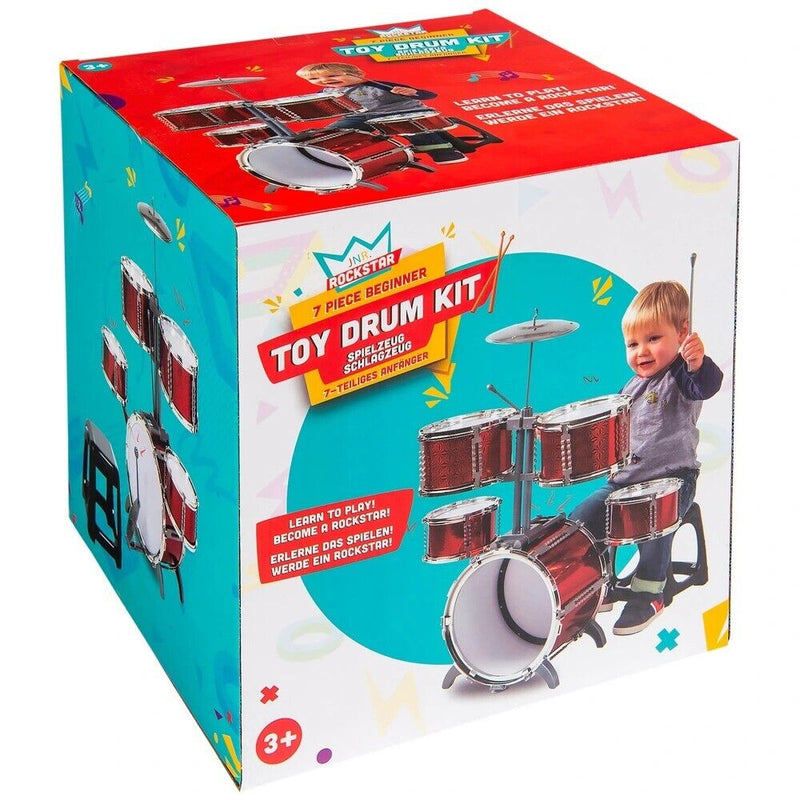 7 Piece Toy Drum Set with Stool