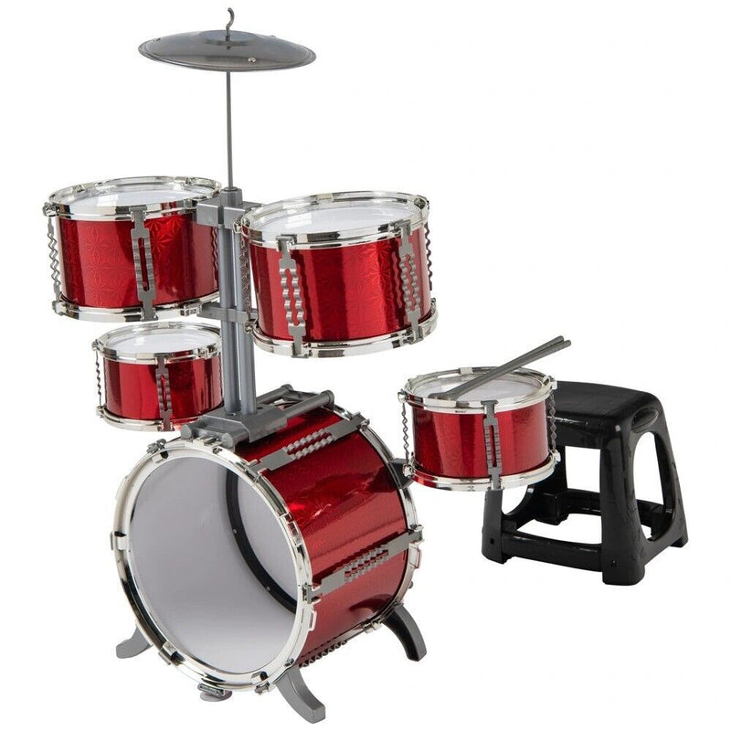 7 Piece Toy Drum Set with Stool