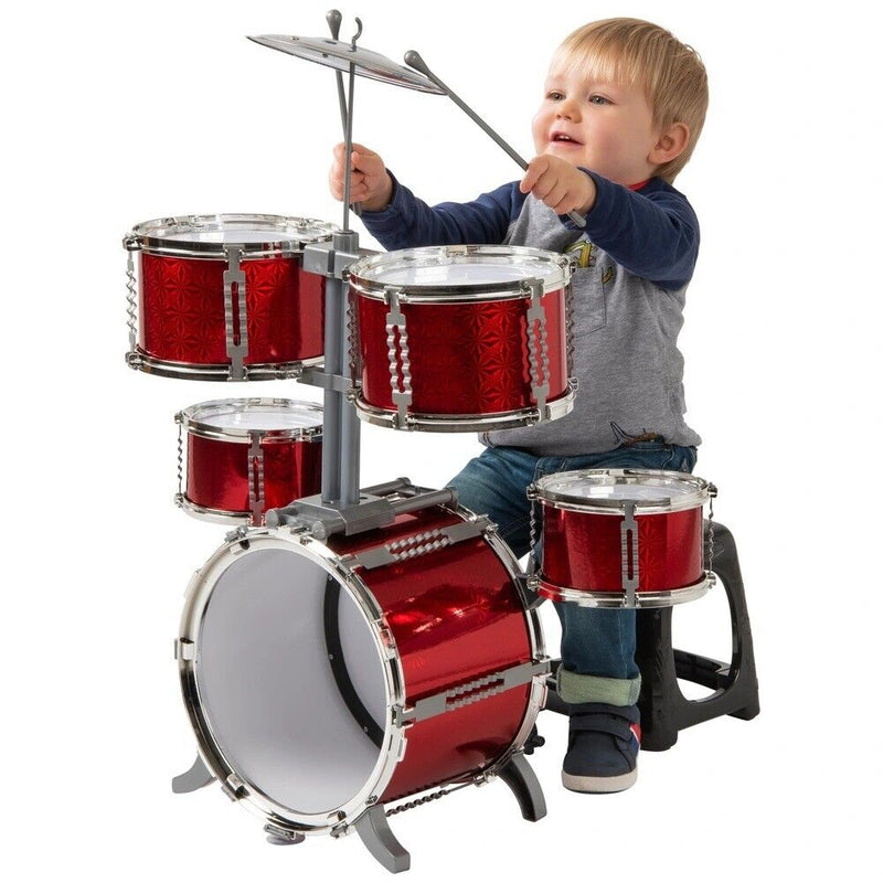 7 Piece Toy Drum Set with Stool