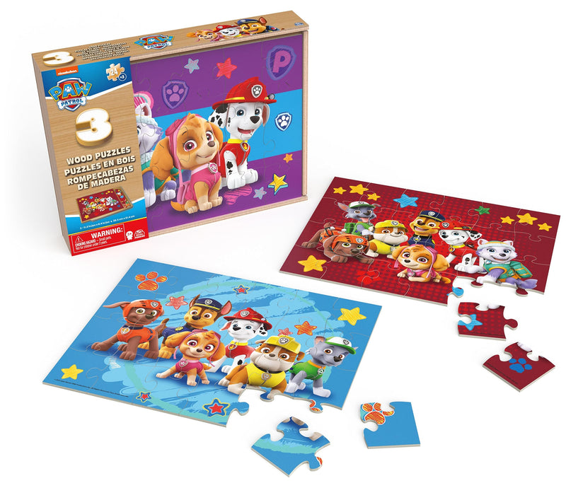 PAW Patrol Wooden Puzzle 3 Pack and Storage Tray Assortment