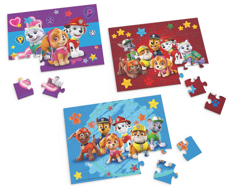 PAW Patrol Wooden Puzzle 3 Pack and Storage Tray Assortment