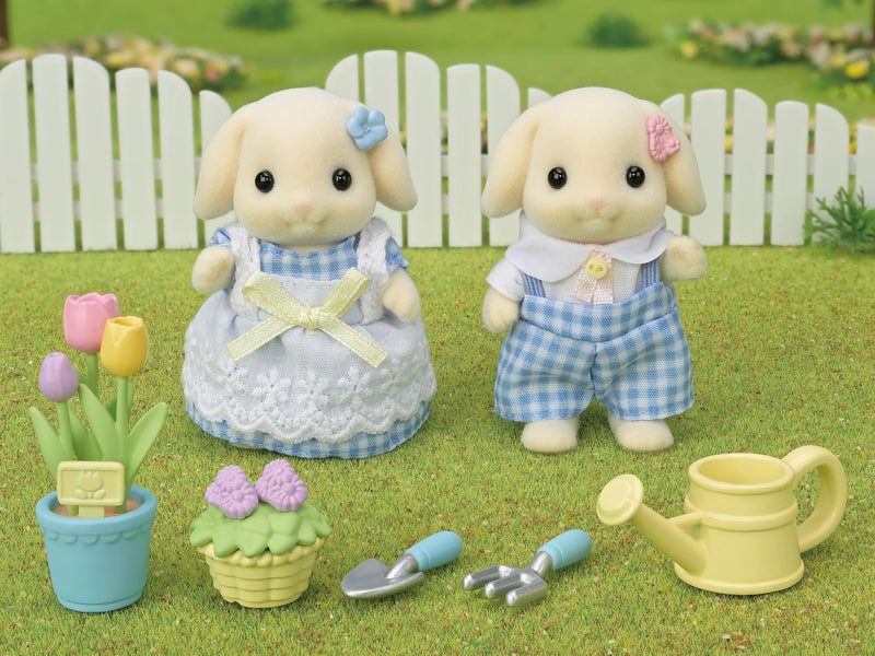 Sylvanian Families Flora Rabbit Sister & Brother Blossom Gardening Set