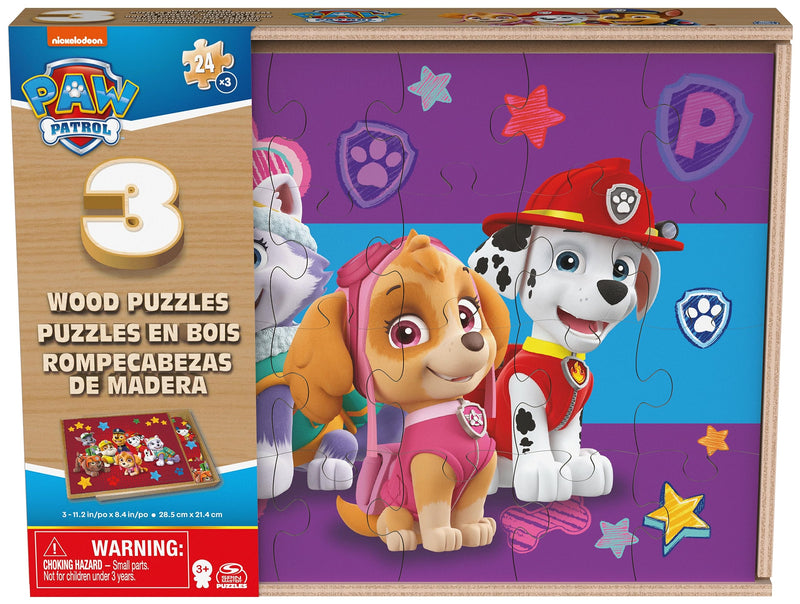 PAW Patrol Wooden Puzzle 3 Pack and Storage Tray Assortment