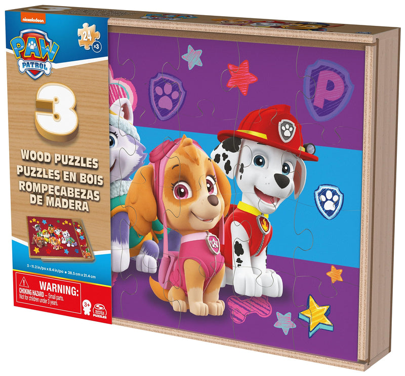 PAW Patrol Wooden Puzzle 3 Pack and Storage Tray Assortment