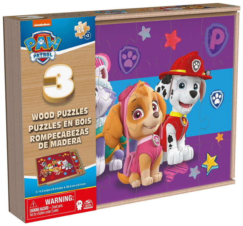 PAW Patrol Wooden Puzzle 3 Pack and Storage Tray Assortment