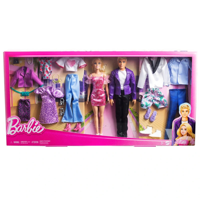 Barbie Doll and Ken Doll Fashion Set with Clothes and Accessories