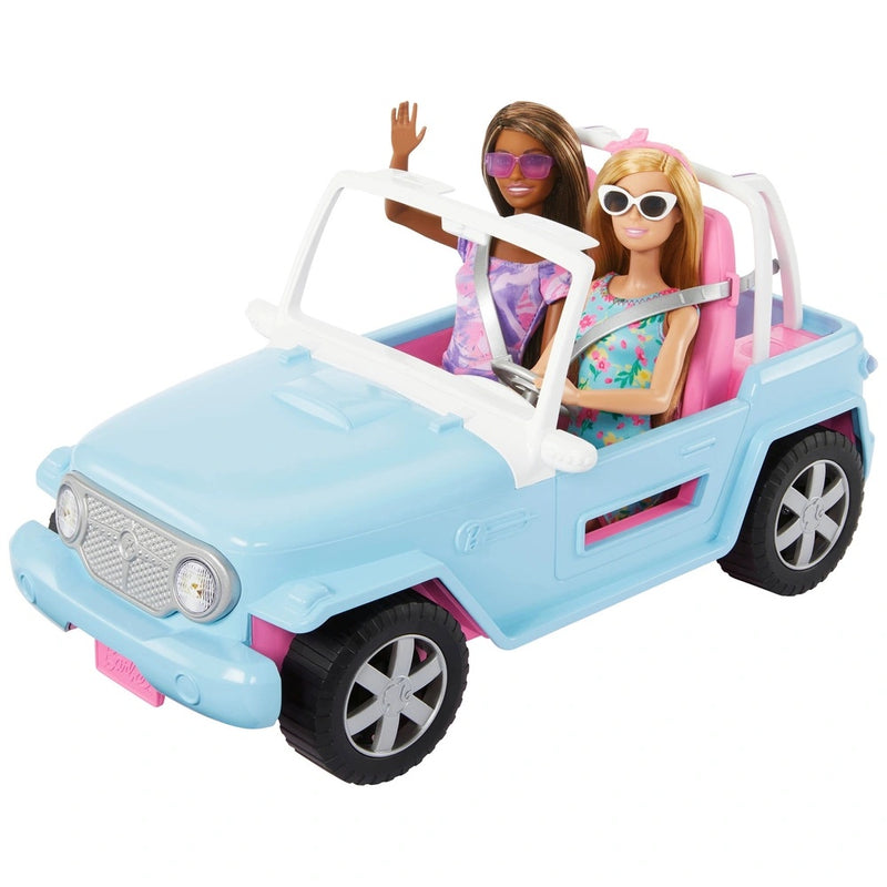 Barbie Jeep with 2 Dolls, Puppy and Accessories Set