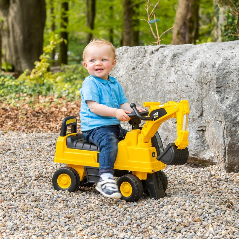 CAT Excavator Ride On Foot to Floor kid-powered with Storage