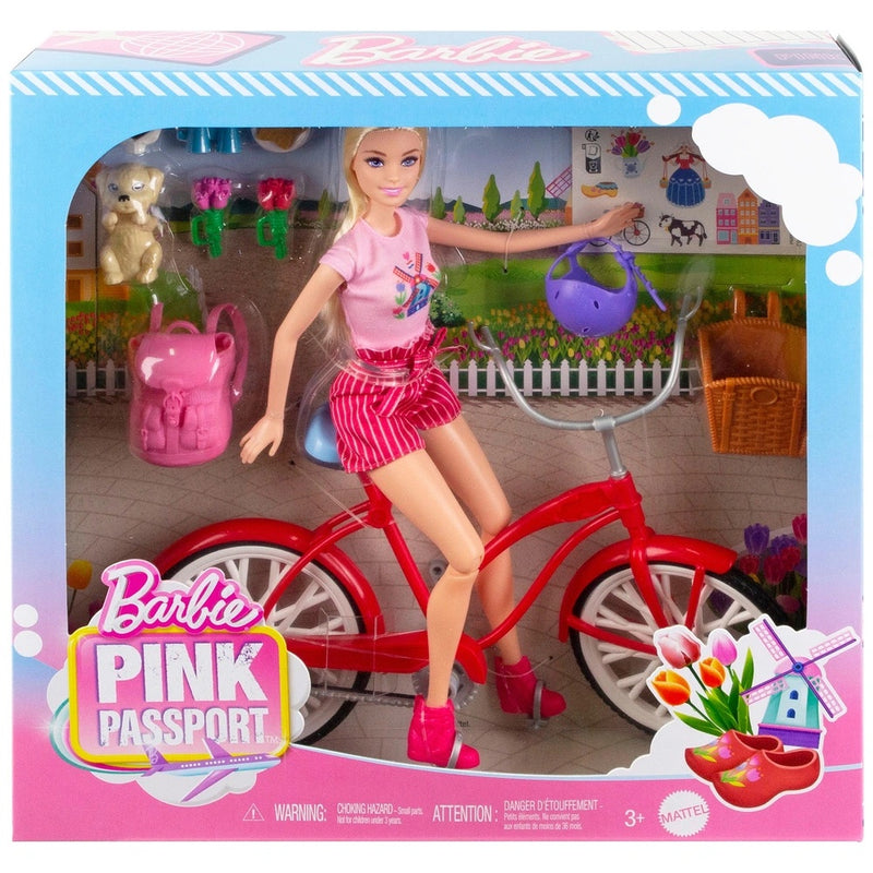 Barbie Pink Passport Holland Doll with Bike