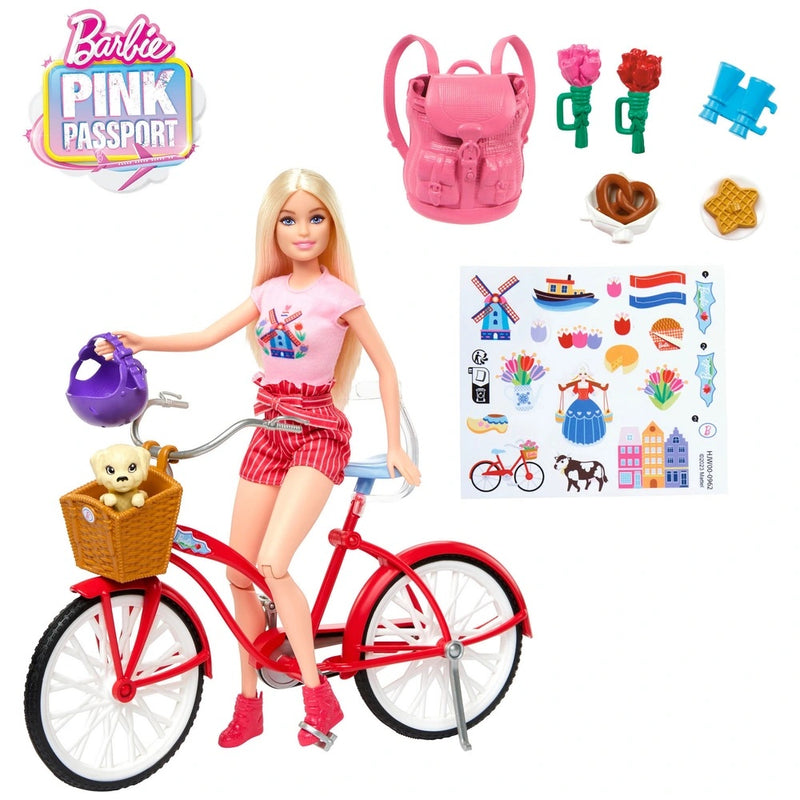 Barbie Pink Passport Holland Doll with Bike