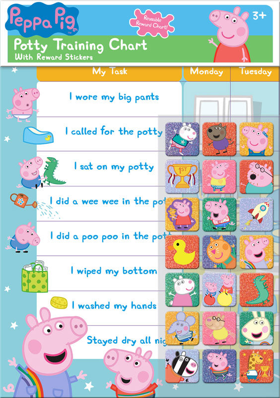 Peppa Pig Potty and Toilet Reward Chart and Stickers Reusable Stickers