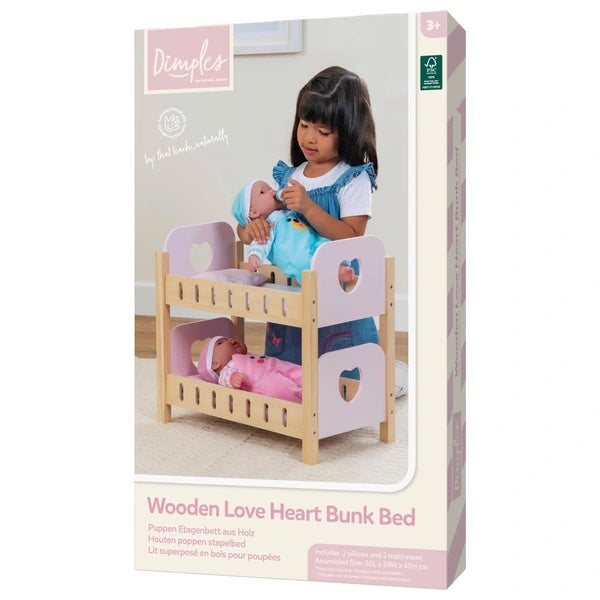 Dimples Wooden Love Heart Bunk Bed