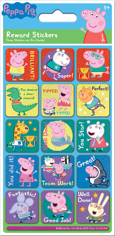 Peppa Pig Rainbow Reward Stickers Sparkly Reusable Stickers