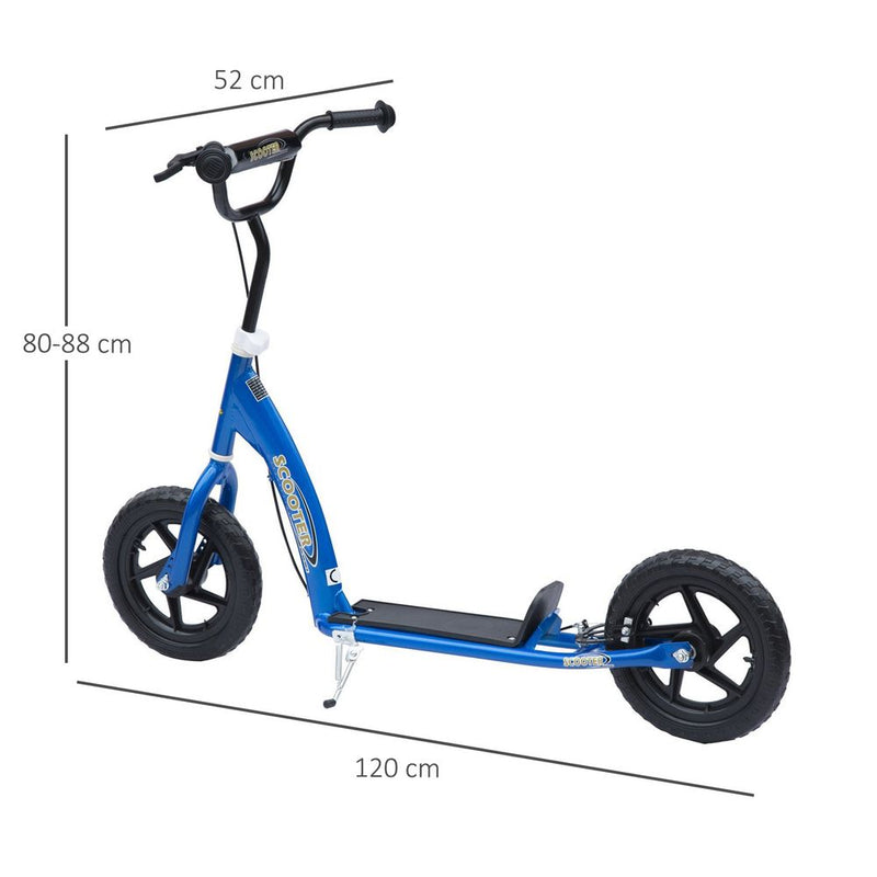 Push Scooter Teen Kids Stunt Bike Ride On with 12" EVA Tyres, Blue HOMCOM