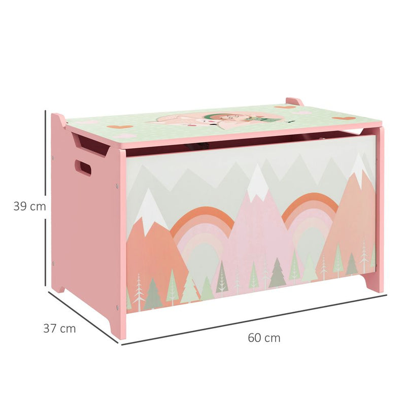 Toy Box, Kids Toy Chest with Lid, Safety Hinge - Pink