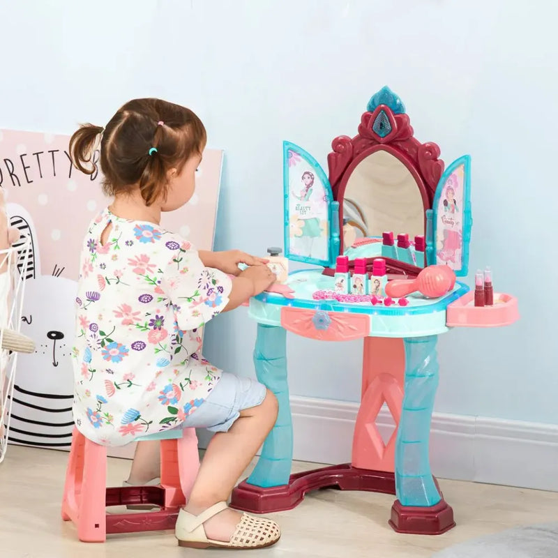 Kids Dressing Table with Magical Princess Mirror Light and Music 31 Piece