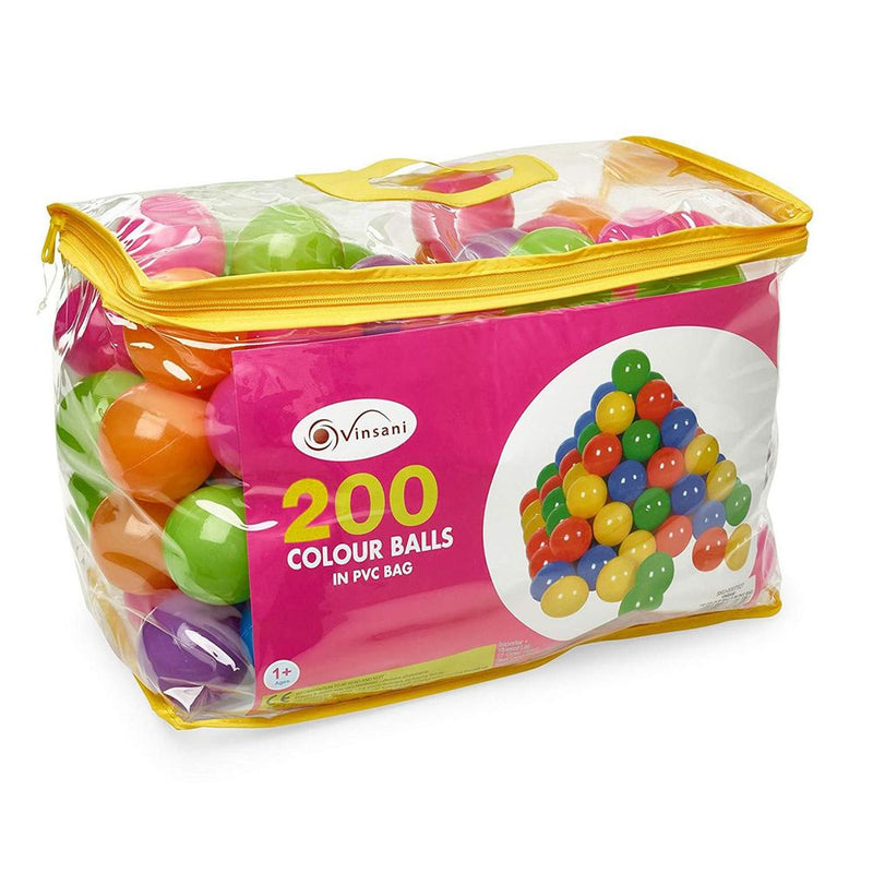 200 Soft Plastic Play Pit Balls with Carry Bag Swimming Pool Trampoline Play