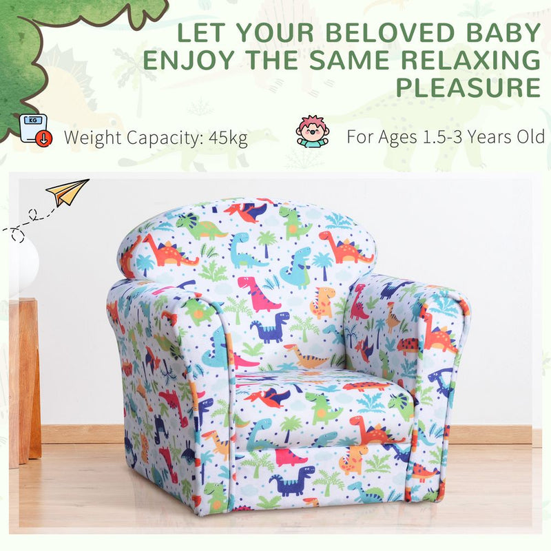 Comfy Cozy Toddler Dinosaur Armchair - Sturdy Wood Frame - Plush Padding