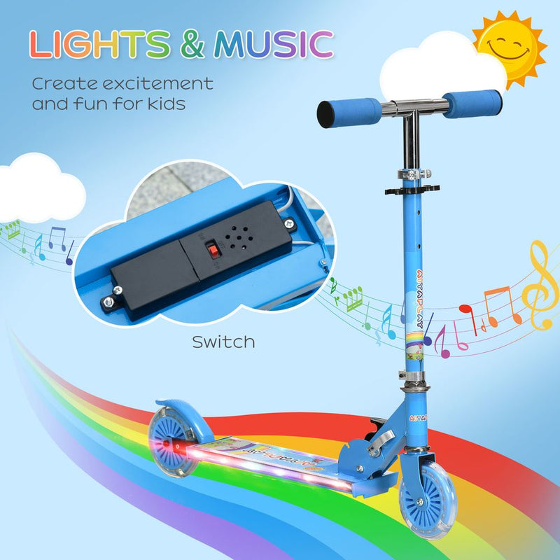 Scooter for kids Aged 3-7 Years With Lights, Music And Adjustable Height - Blue