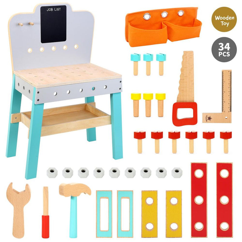 My First Workbench Wooden Carpenter Workshop Builder Craft Tools Playset