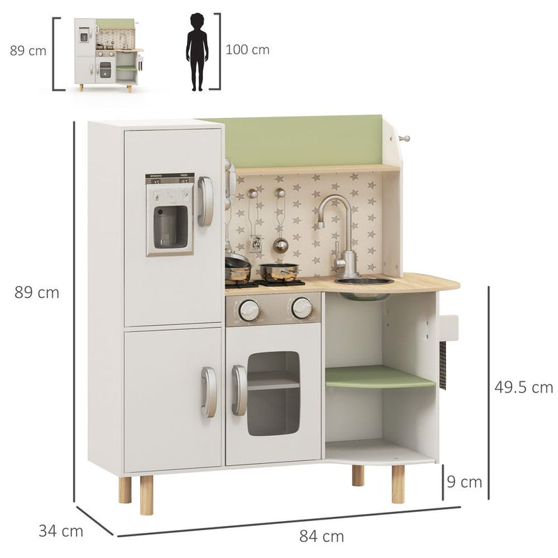 Kitchen Playset with Phone, Ice Maker, Stove, Sink - White