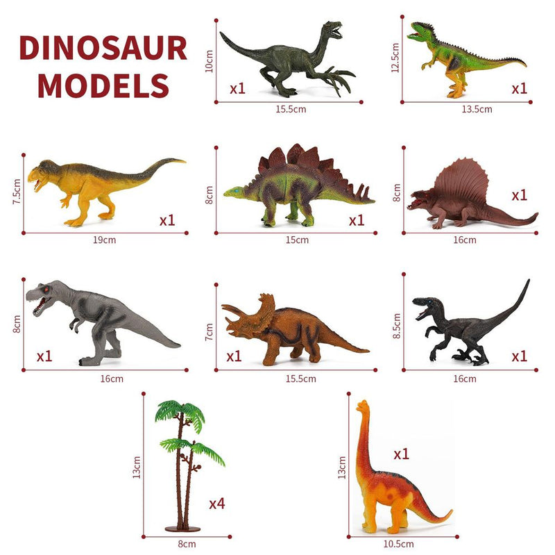 Dinosaur Toy Figure Set - Realistic Playset for Kids - Activity Mat & Trees