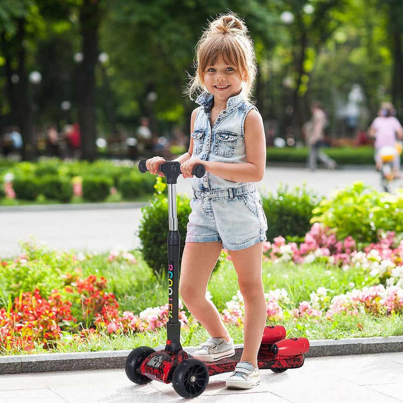 Kids Scooter with Music Flashing Wheels and Water Spray Rechargeable