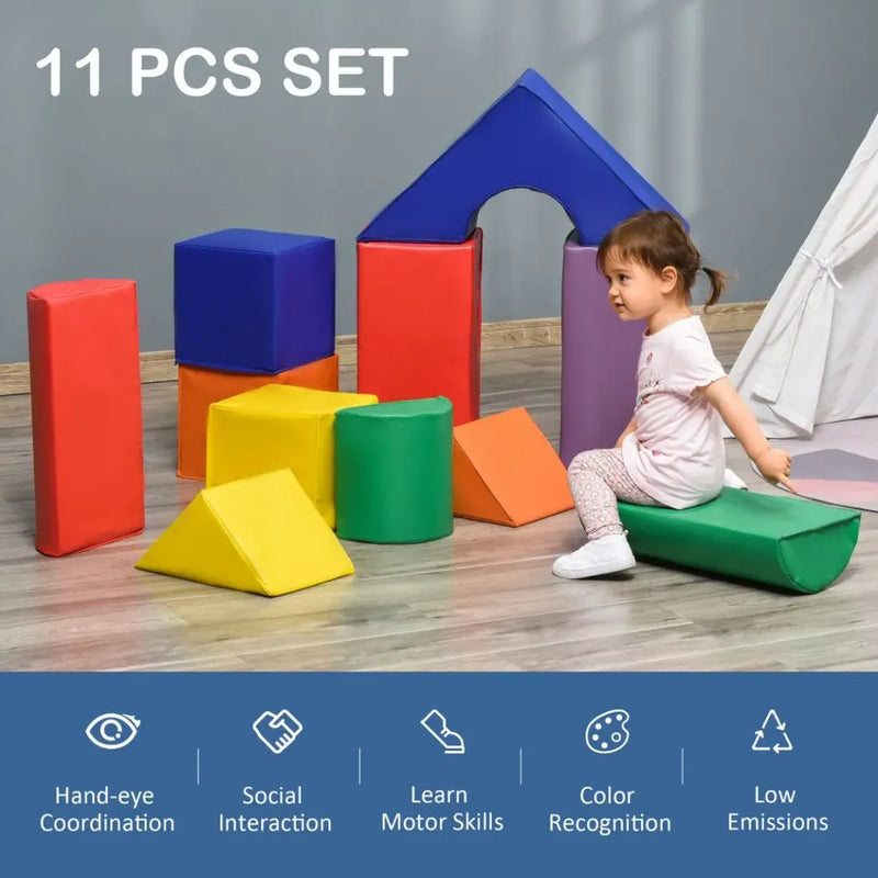 11 Pcs Kids Soft Foam Puzzle Play Blocks Set