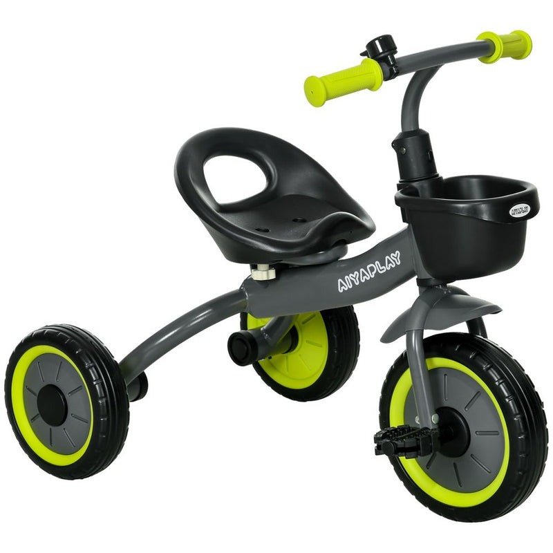 Trike with Adjustable Seat Basket Kids Tricycle for 2-5 Years Old Black