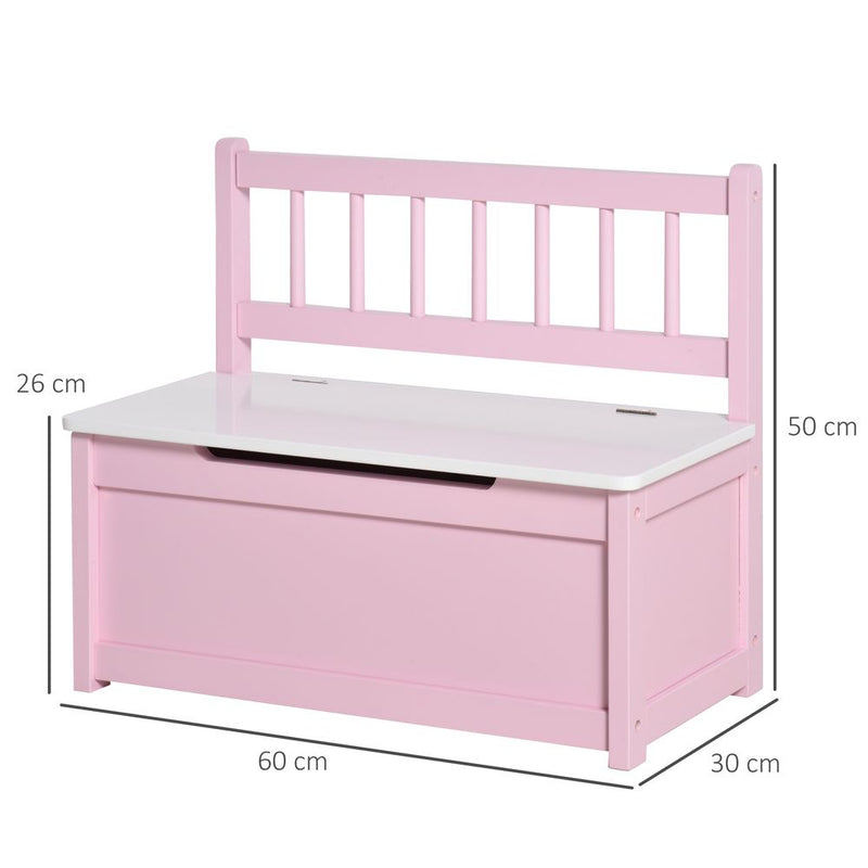 2-in-1 Wooden Toy Box Kids Seat Bench Storage Chest w/ Pneumatic Rod