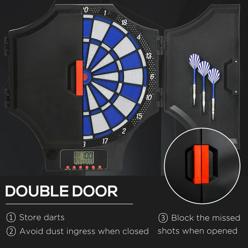 Electronic Dart Board Set with Cabinet, 31 Games, for 8 Players