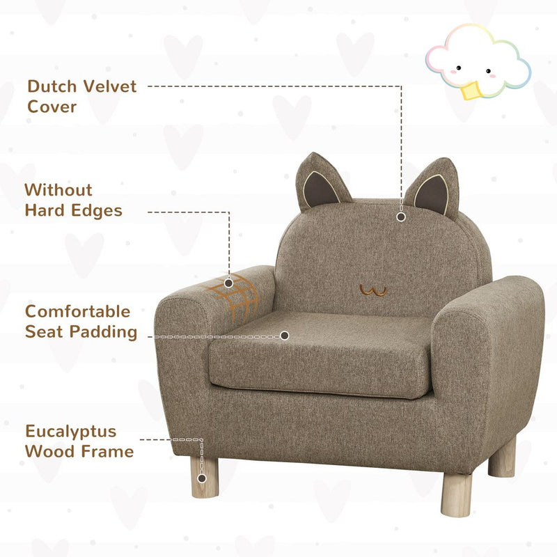 Cozy Kids Sofa with Ear Modeling - Thick Padding - Lovely Design 60 x 42 x 50cm