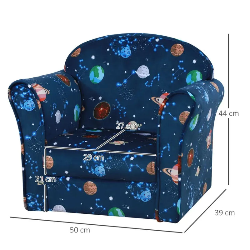 Children Kids Mini Sofa Armchair, Planet-Themed Chair, for Bedroom, Playroom