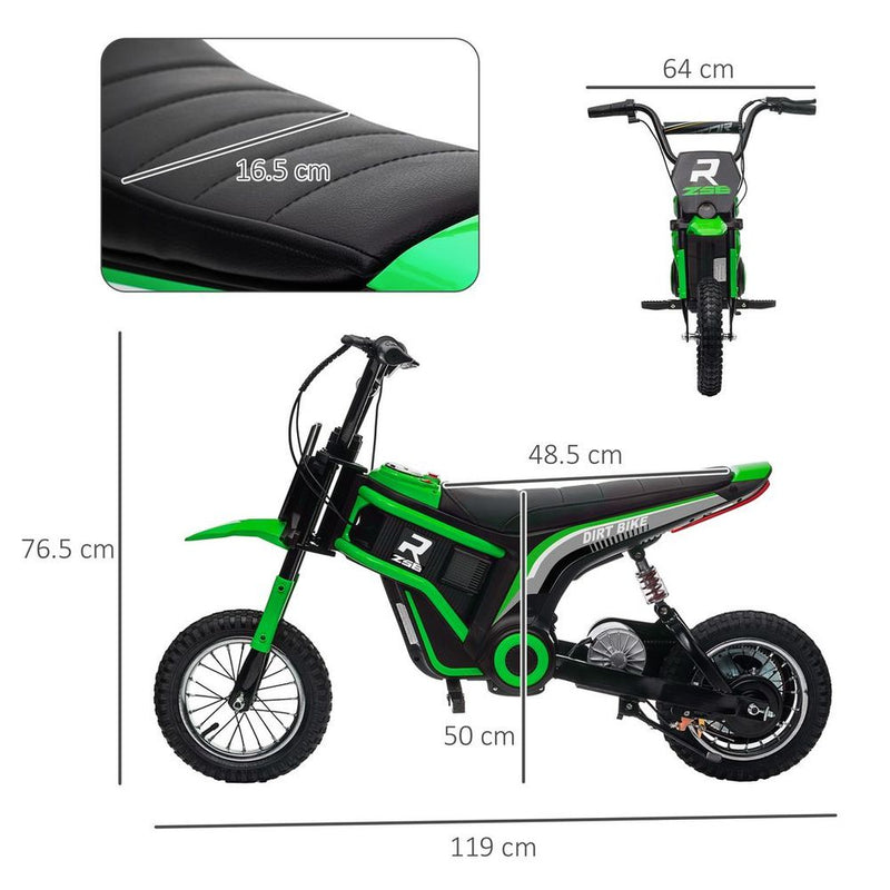 24V Kids Electric Motorbike with Twist Grip Throttle Horn - Green