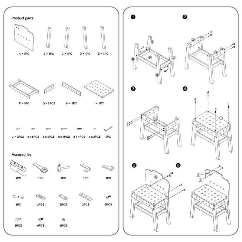 My First Workbench Wooden Carpenter Workshop Builder Craft Tools Playset