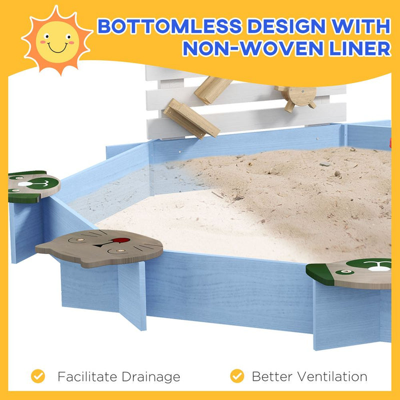 Outdoor Wooden Sandpit Playset with Six Seats and Water Fun